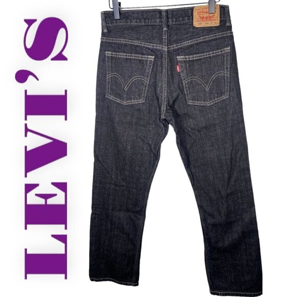 LEVIโS 505 Straight Leg High Waist Black Wash Jeans, 28x28 - Picture 8 of 9